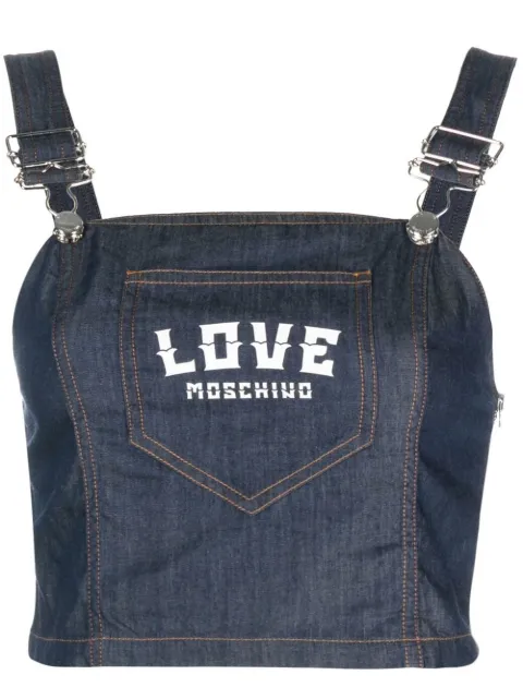 Love Moschino top de mezclilla con logo estampado