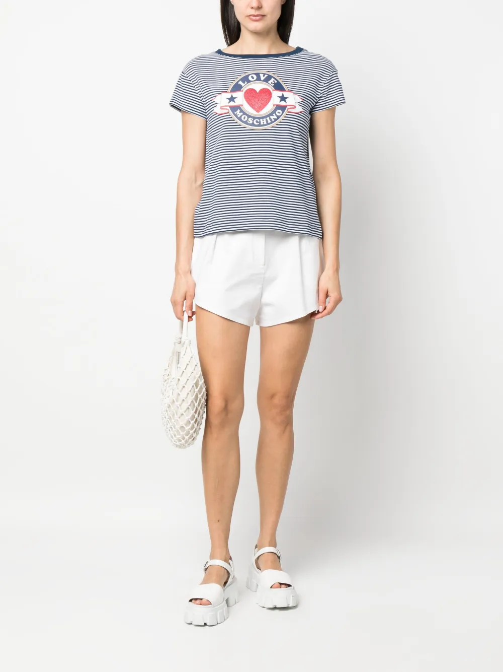 Love Moschino T-shirt met logoprint - Blauw
