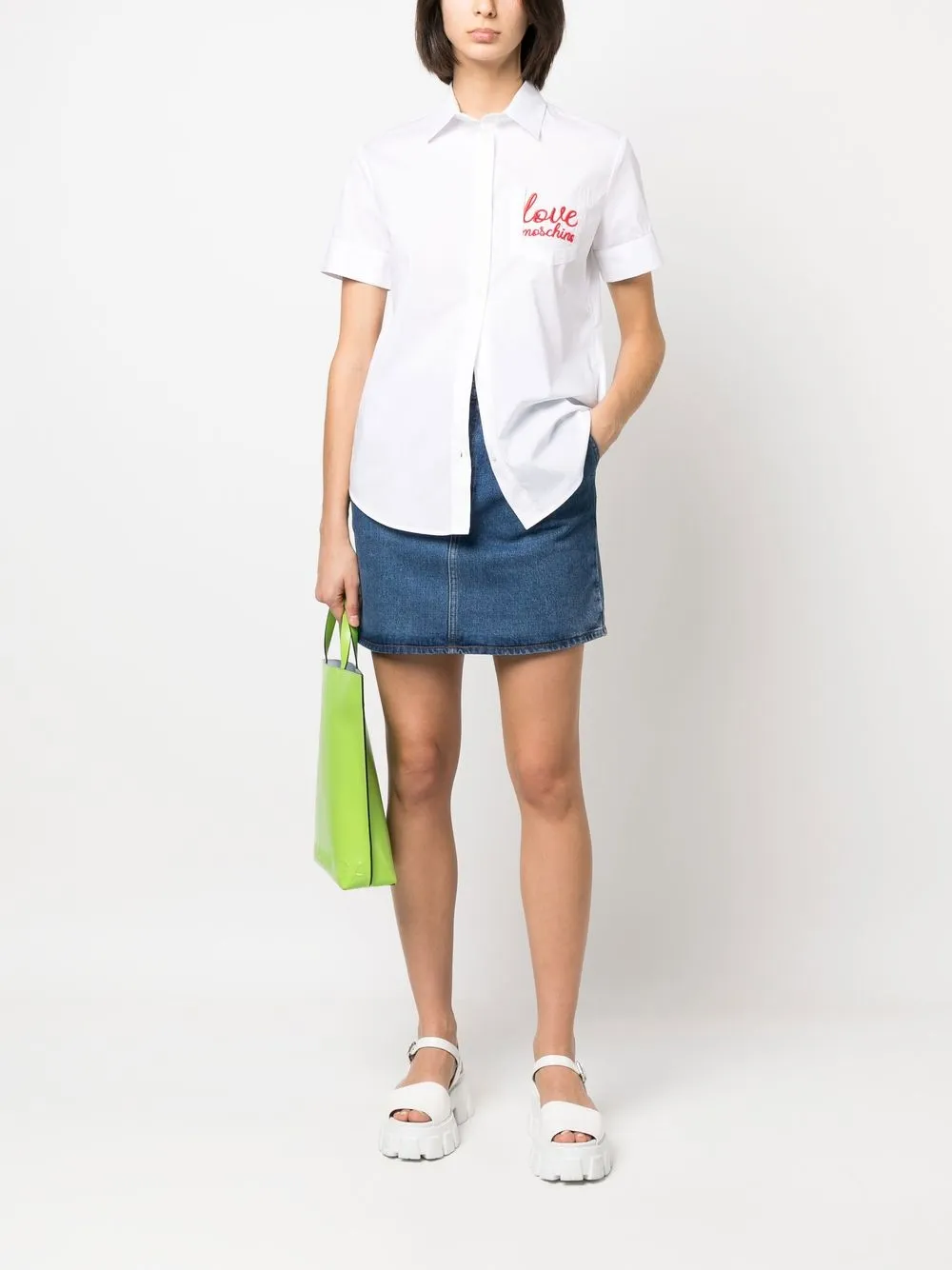 Love Moschino Blouse met geborduurd logo - Wit
