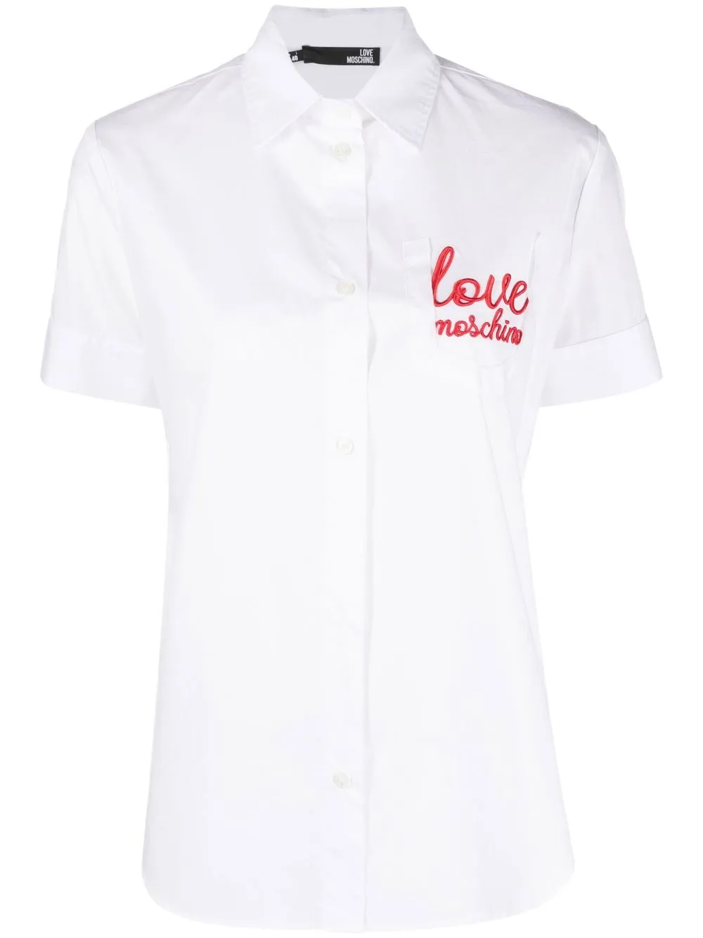 Love Moschino Logo-embroidered Short-sleeve Shirt In White