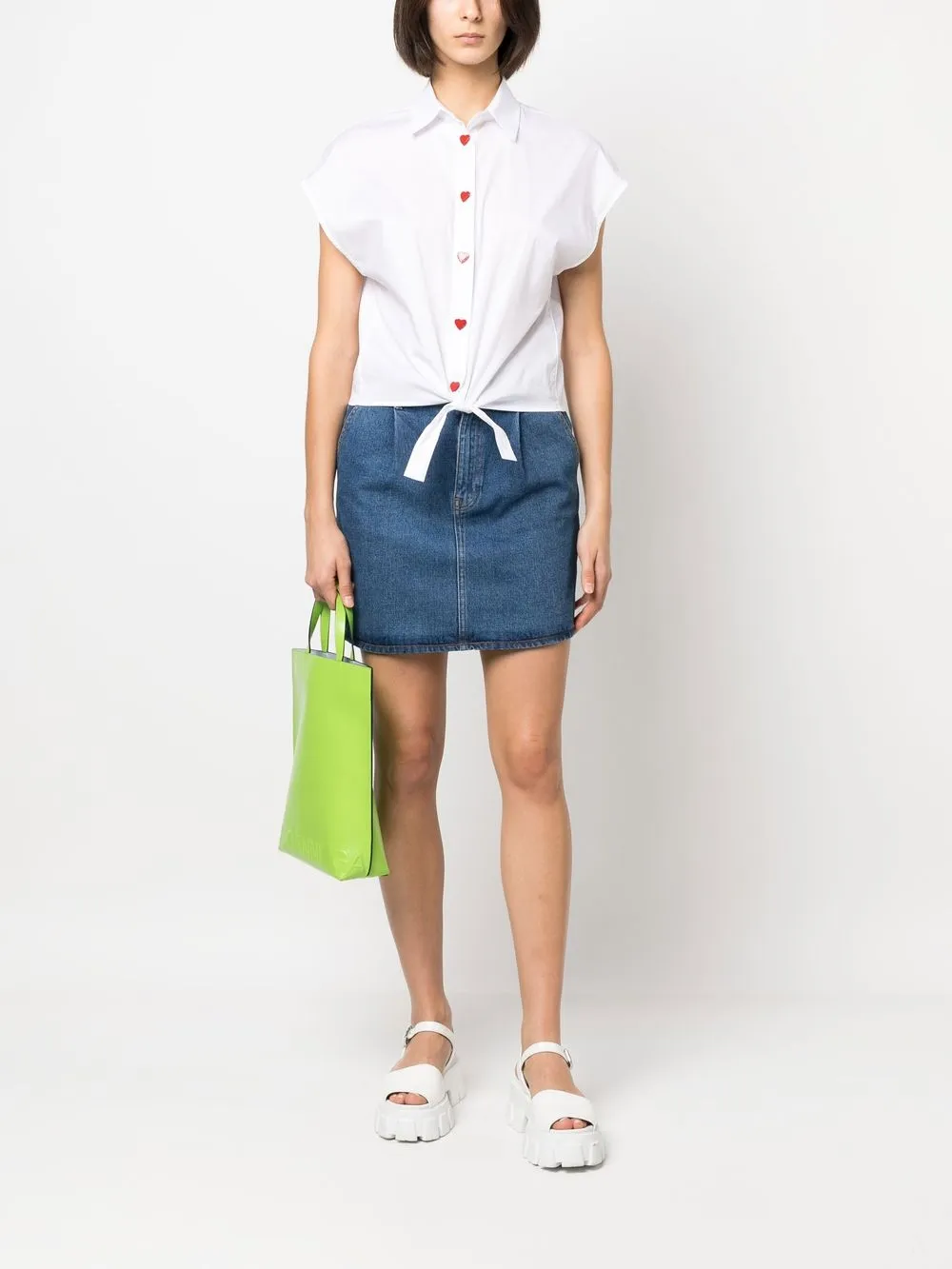 Love Moschino Blouse met gestrikte voorkant - Wit