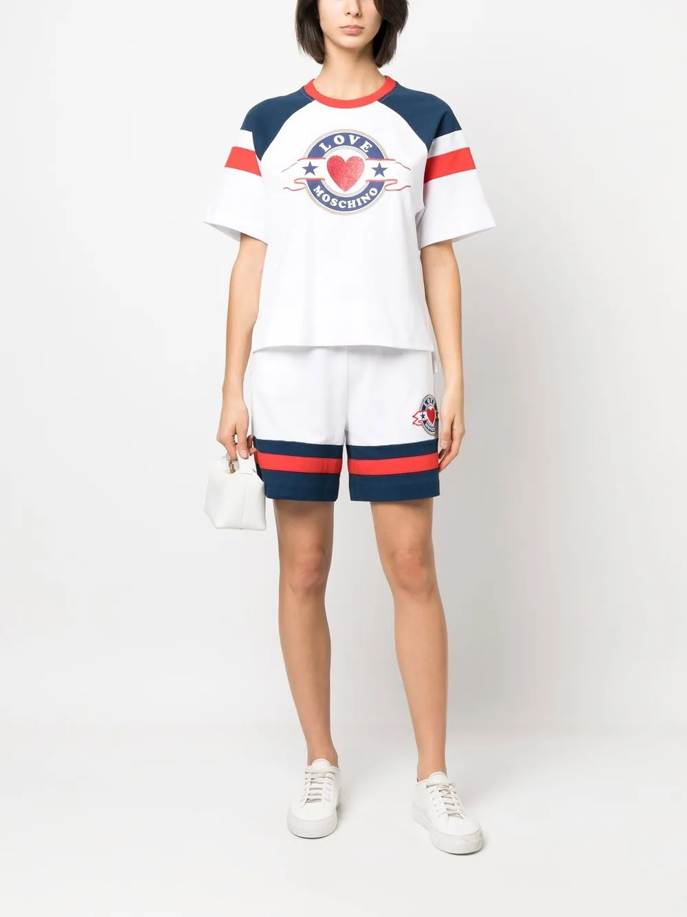 Cheap Love Moschino stripe-detail shorts Women