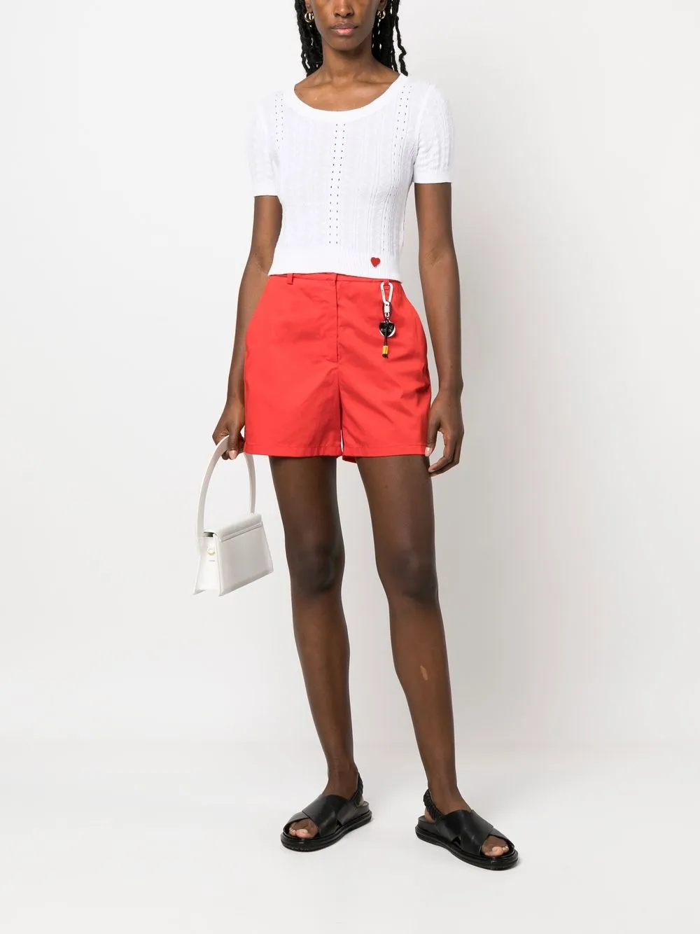 Love Moschino Shorts met logoplakkaat - Rood