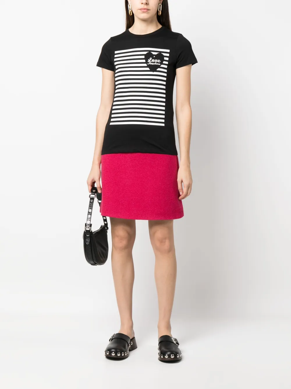Love Moschino T-shirt met logoprint - Zwart