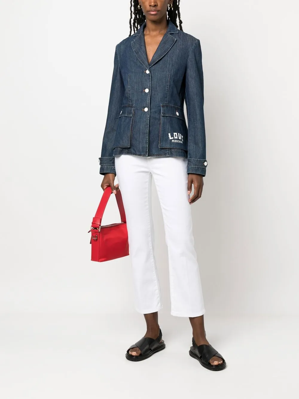 Love Moschino Blazer met enkele rij knopen - Blauw