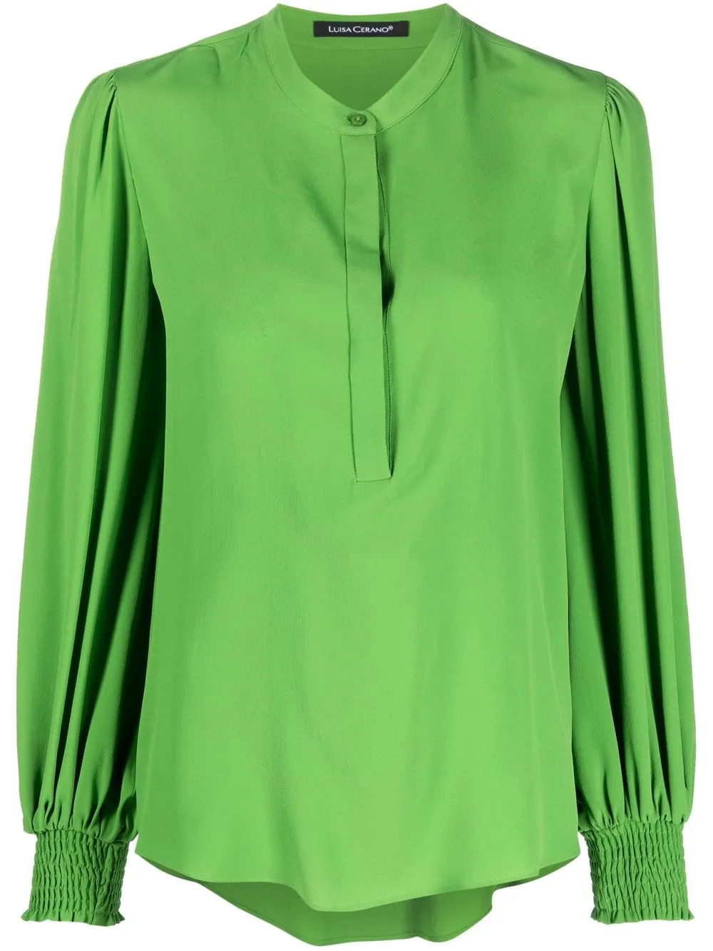 

Luisa Cerano collarless long-sleeve blouse - Green