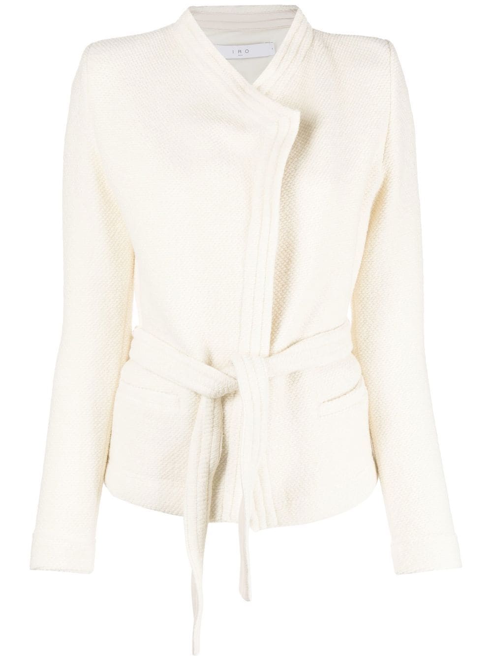 Iro Embossed-finish Belted Jacket In White