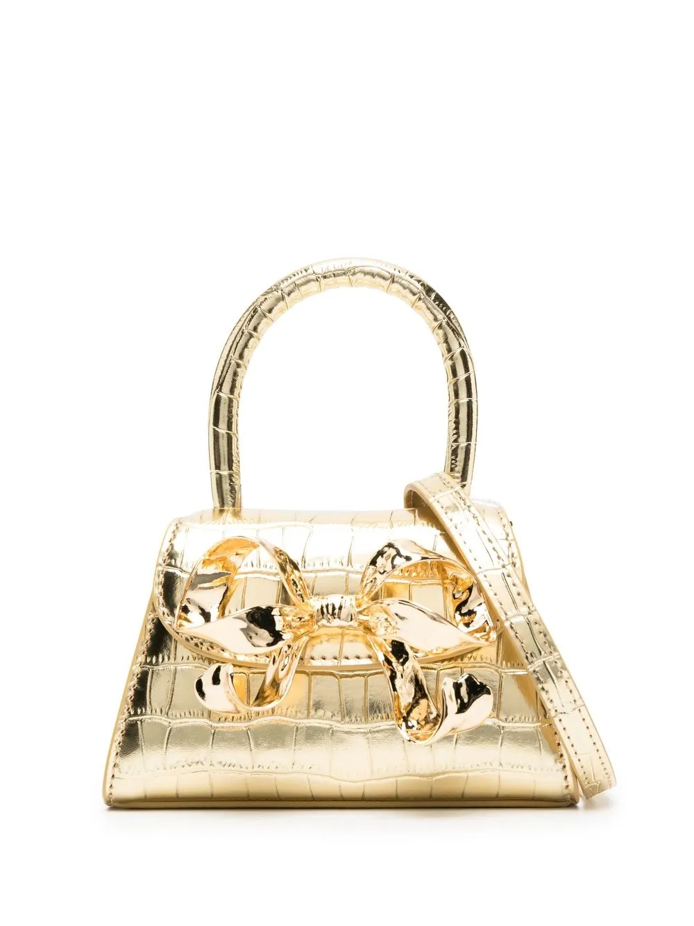 

Self-Portrait bow-detail metallic mini bag - Gold