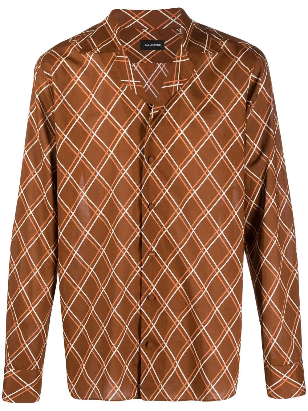 

Tagliatore argyle check print shirt - Brown