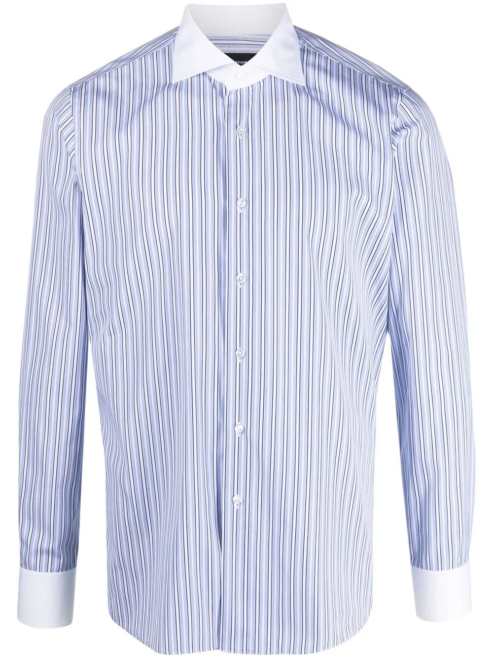 

Tagliatore stripe-print long-sleeved shirt - Blue