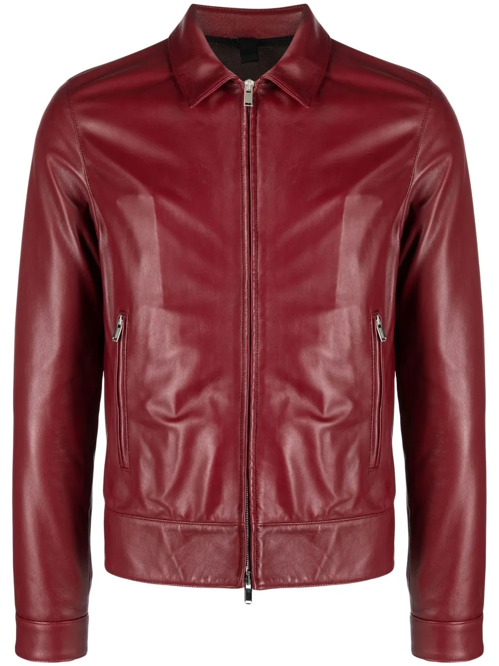 Tagliatore zip-fastening leather shirt jacket - Red