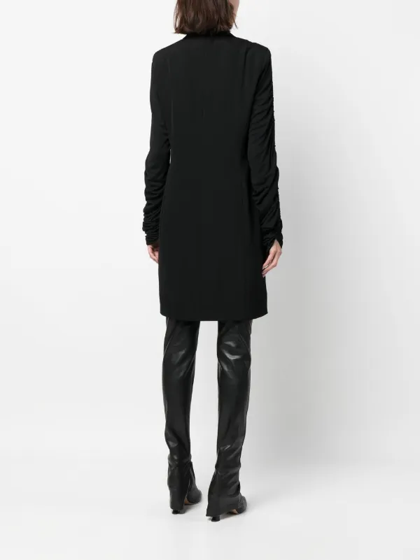 black ruched blazer dress PrettyLittleThing Women's Tall Cinched Waist Detail Ruched Blazer Dress in Black
