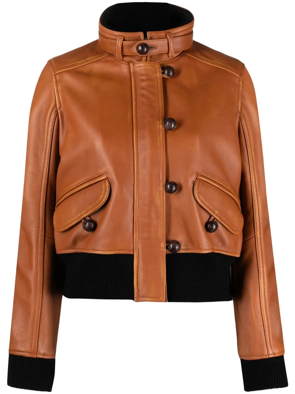 

Isabel Marant cropped leather bomber jacket - Brown