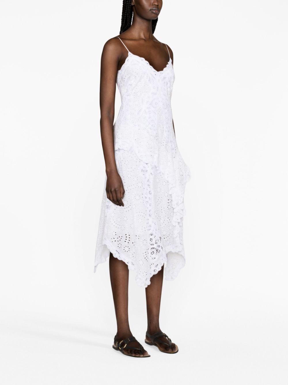 Shop Polo Ralph Lauren Battenberg-lace Linen Asymmetric Dress In Weiss