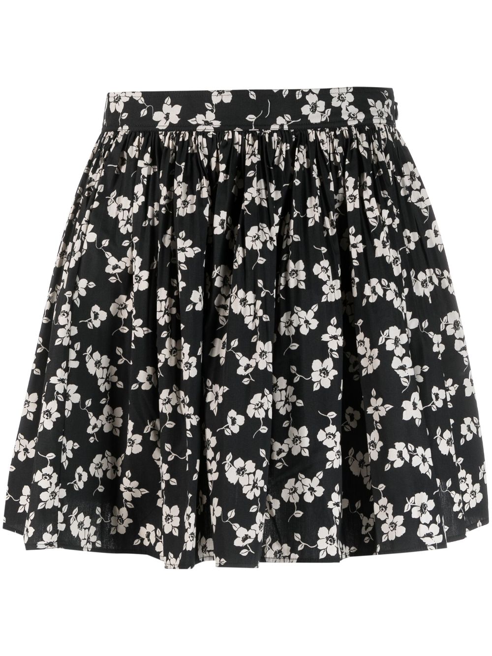 Shop Polo Ralph Lauren Floral-print A-line Miniskirt In Schwarz