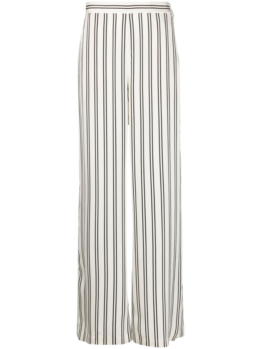 Polo Ralph Lauren Striped Satin Wide-leg Pants In 1399 Black/cream Stripe