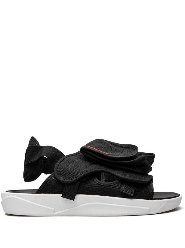 Black and outlet white jordan sandals