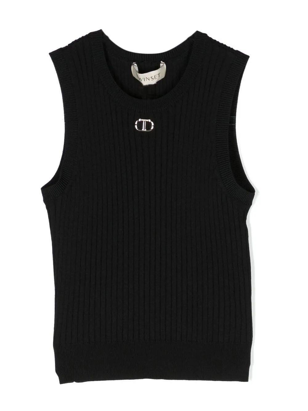 

TWINSET Kids logo-plaque tank top - Black