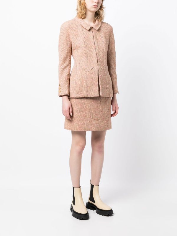 Chanel Pre-owned 1980s Collarless Two-Piece Skirt Suit - Neutrals