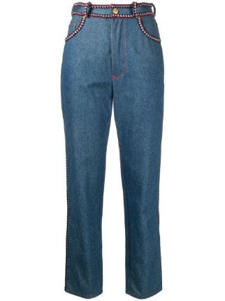 CHANEL Pre-Owned 1990-2000s CC contrast-trim straight-leg Jeans
