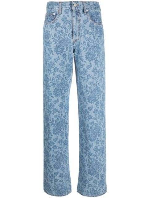 Alessandra Rich floral-print wide-leg jeans