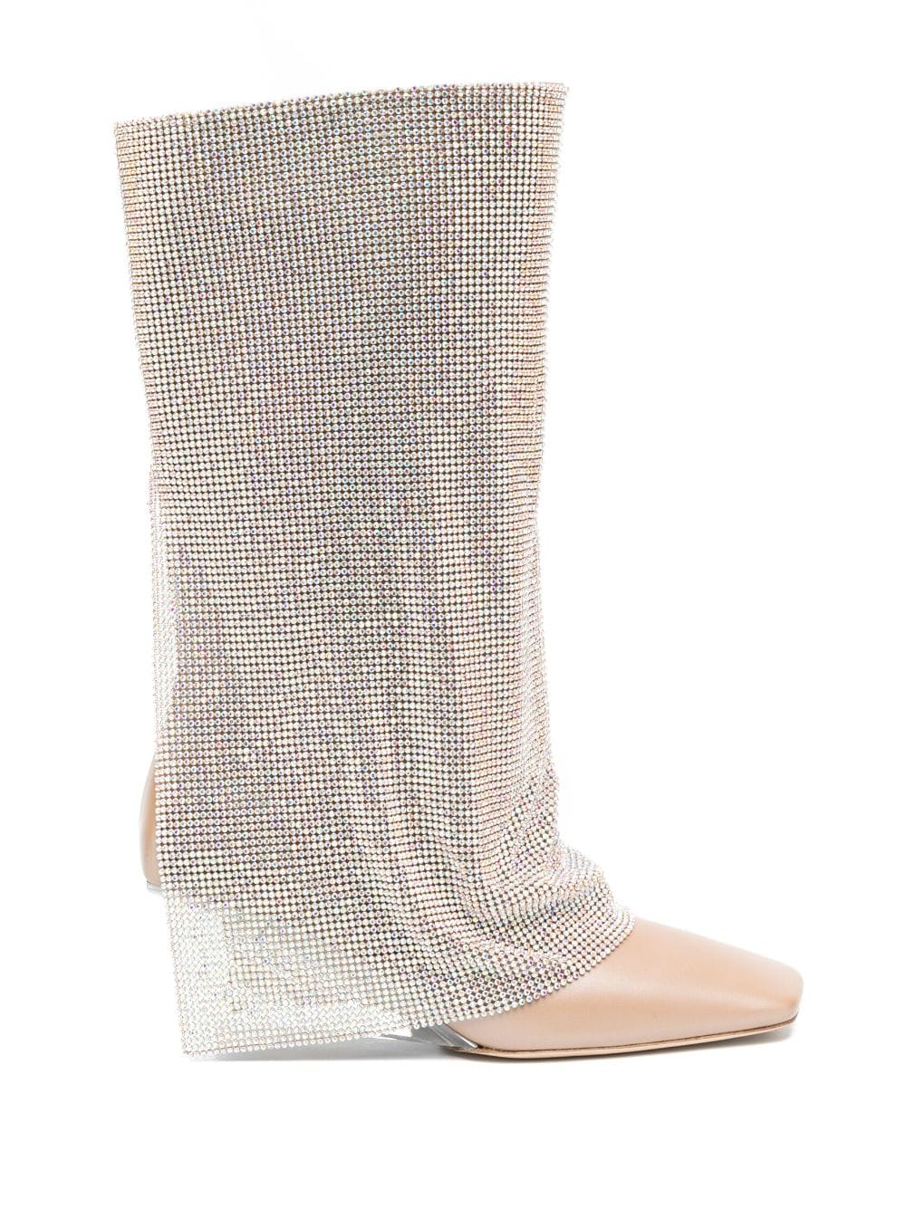 Benedetta Bruzziches Virginia 95mm Crystal-drape Boots In Neutrals