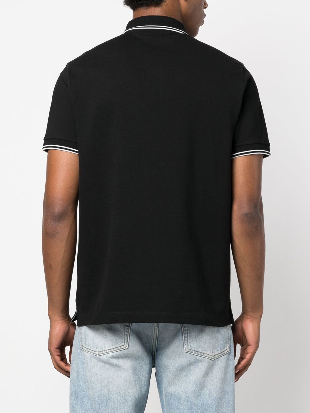 Shop Stone Island Logo-patch Short-sleeved Polo Shirt In Black