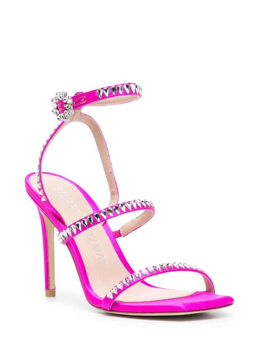 Shop Stuart Weitzman Crystal Embellished 110mm Sandals In Pink