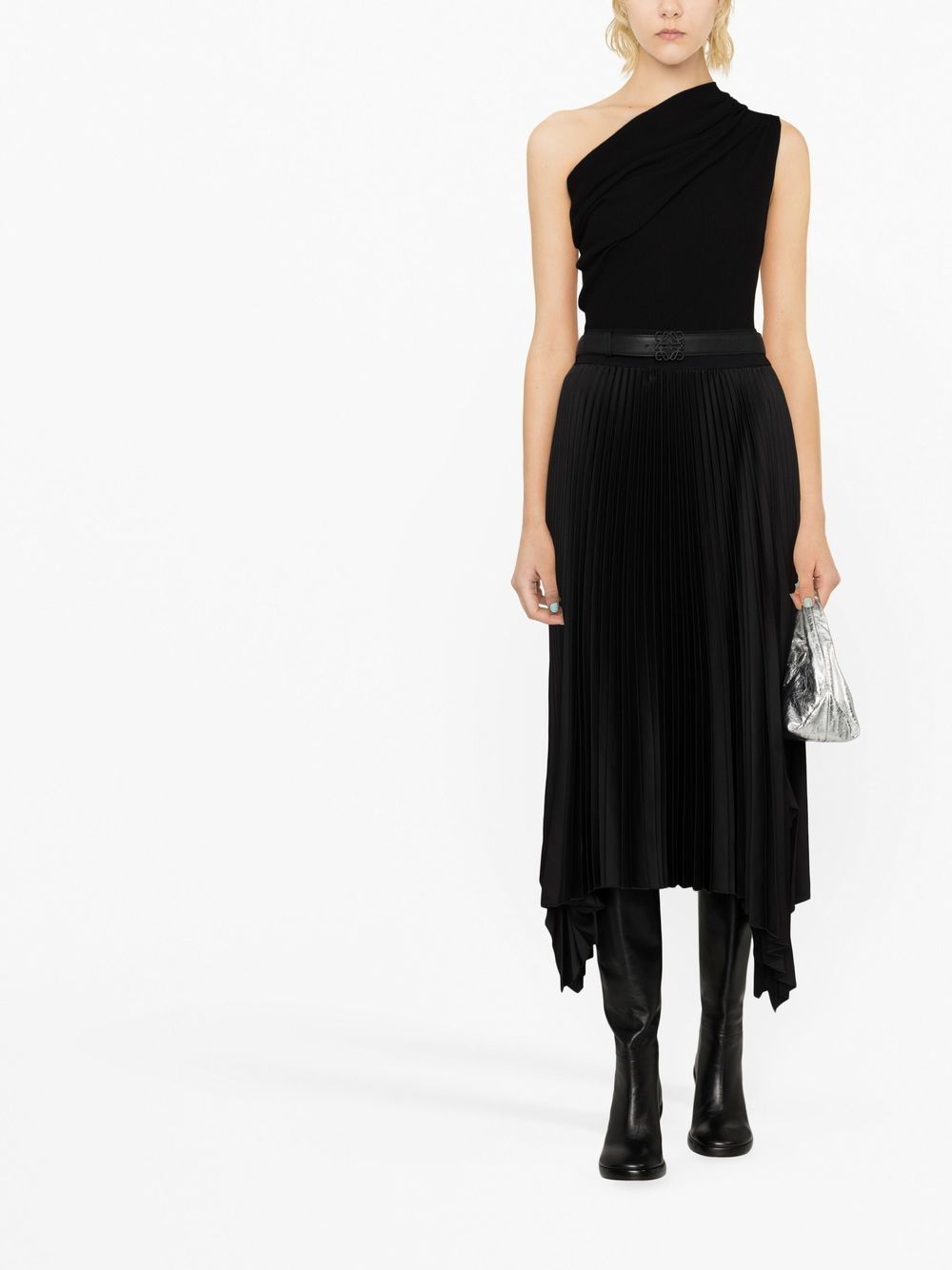 Shop Joseph Asymmetric Pleated Skirt In Black