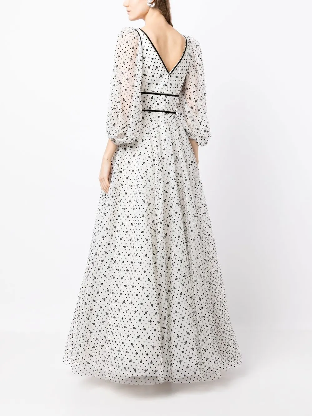 Jenny Packham Purdy bowdetail polkadot Gown Farfetch
