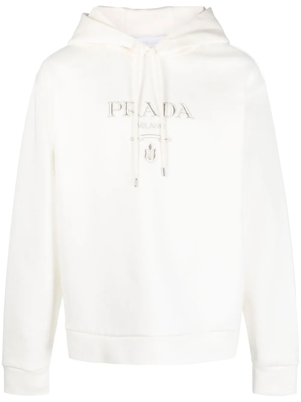 

Prada logo-embroidered drawstring hoodie - White