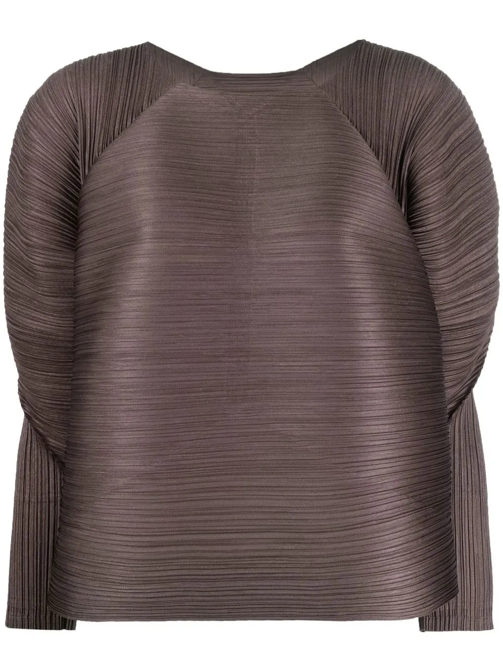 

Pleats Please Issey Miyake pleated puff-sleeve blouse - Brown