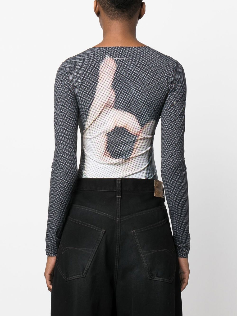 Shop Mm6 Maison Margiela 6 Hand-print Bodysuit In Black