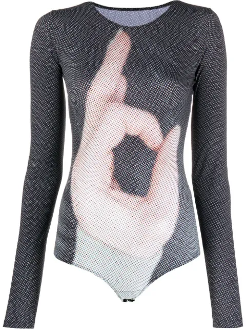 MM6 Maison Margiela graphic-print long-sleeve bodysuit