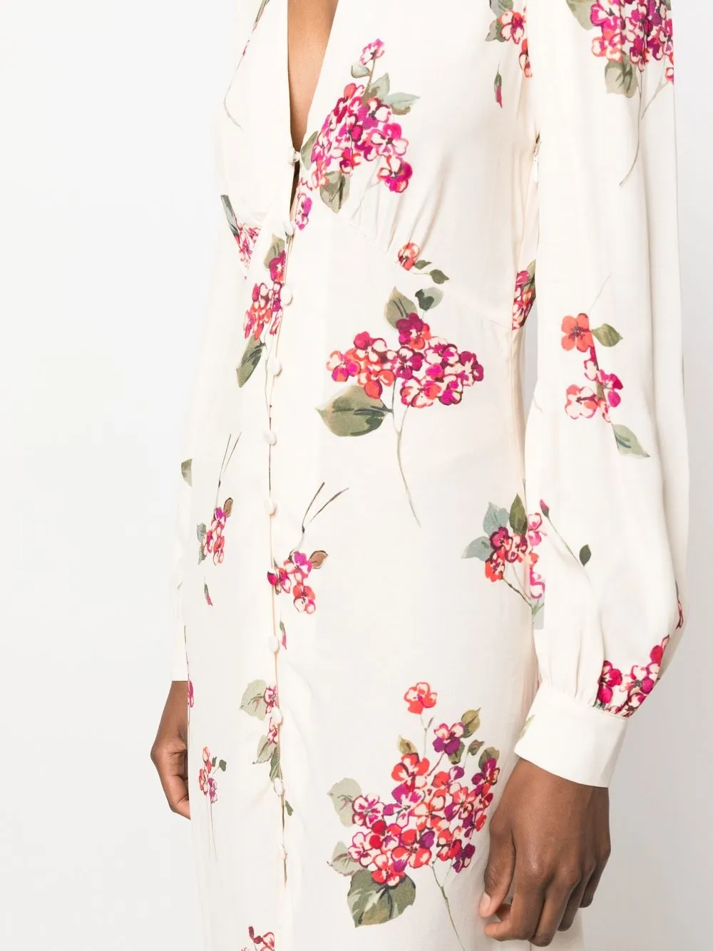 Twinset Floral-print Midi Dress In Neutrals