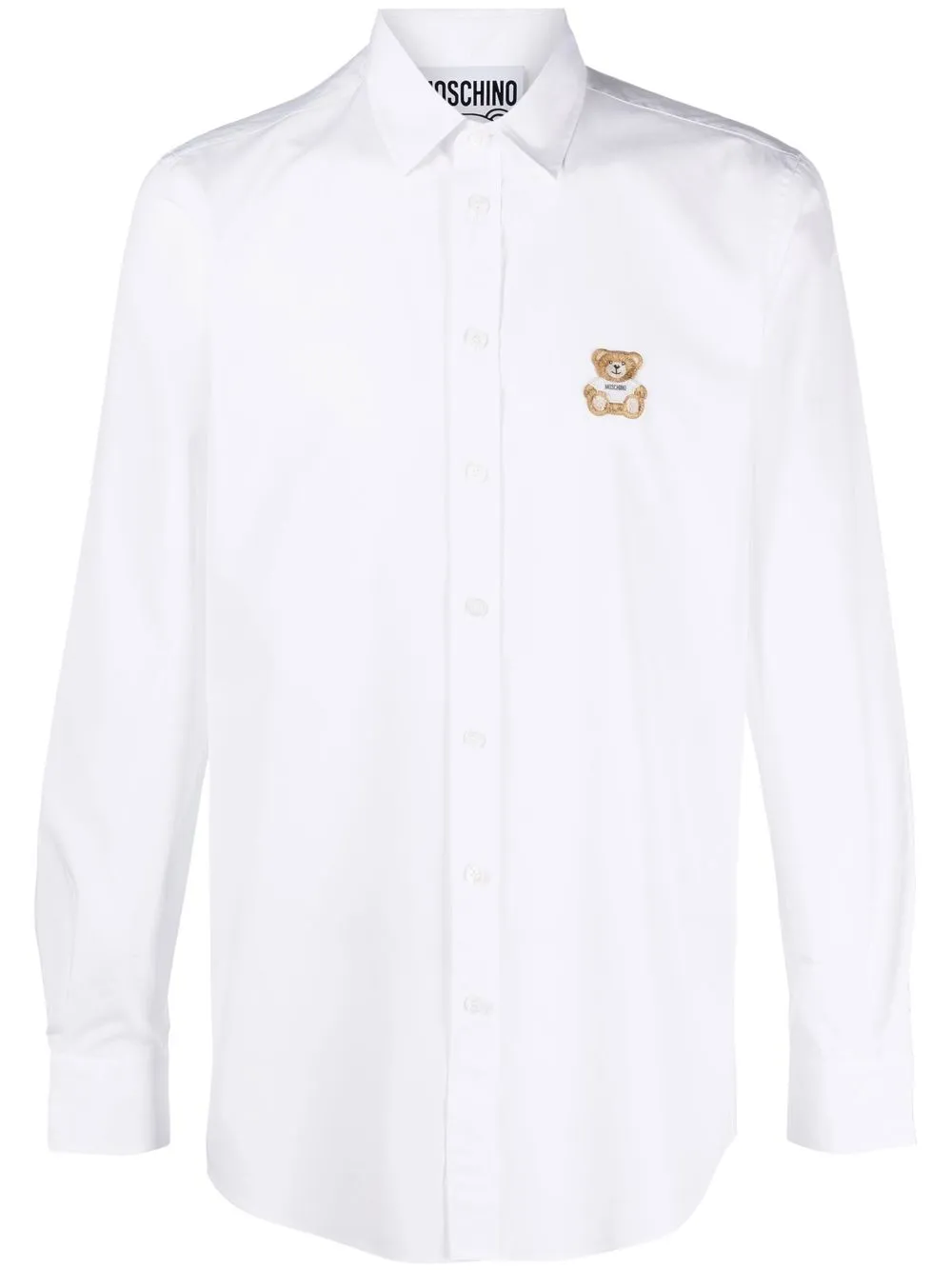 Shop Moschino Embroidered-teddy Poplin Shirt In White