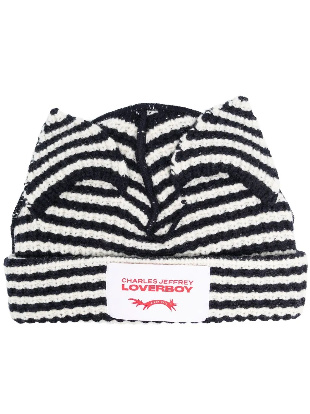 

Charles Jeffrey Loverboy logo-patch striped beanie - Blue