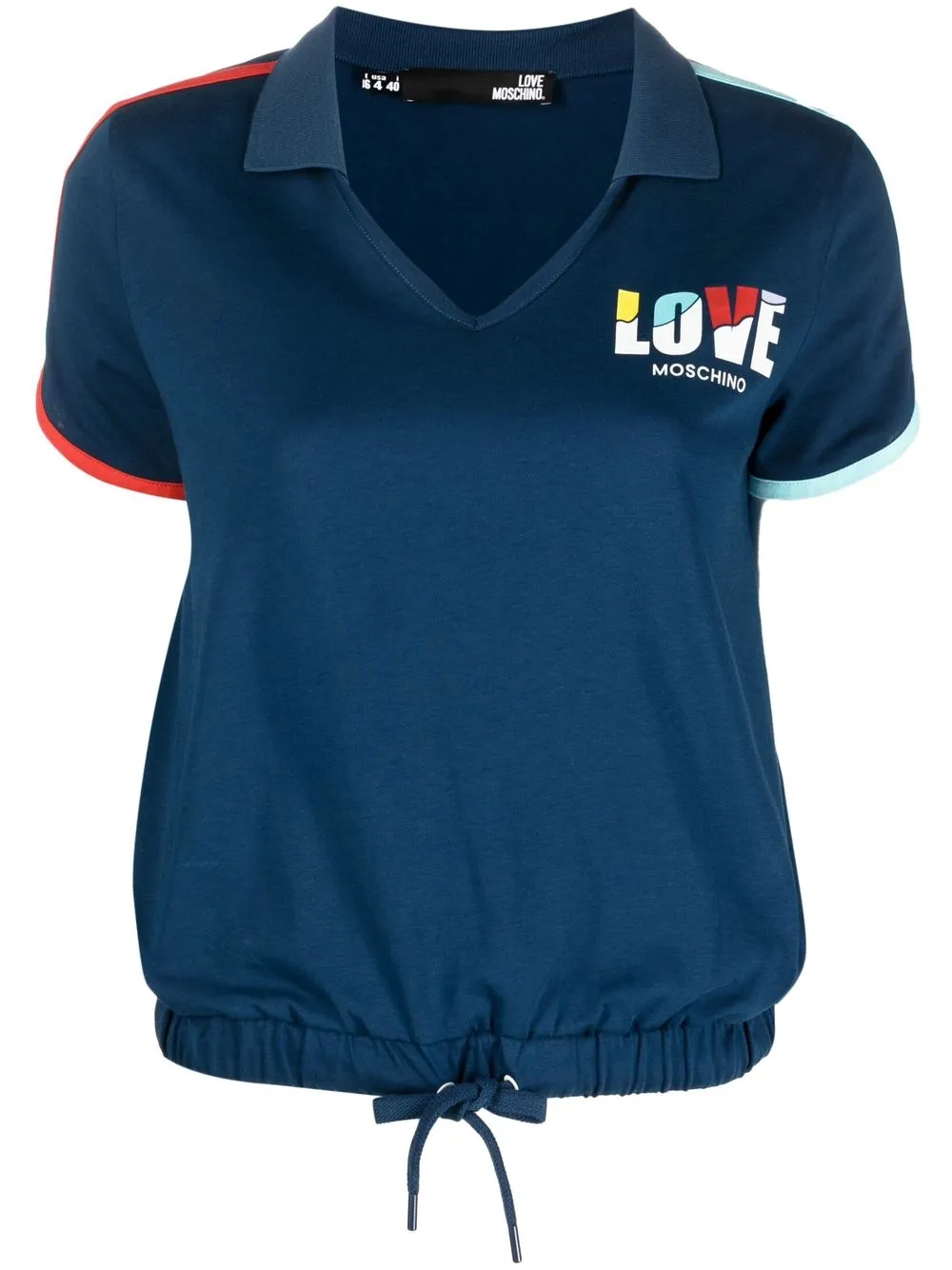 Love Moschino Logo-print Drawstring Polo Top In Blue