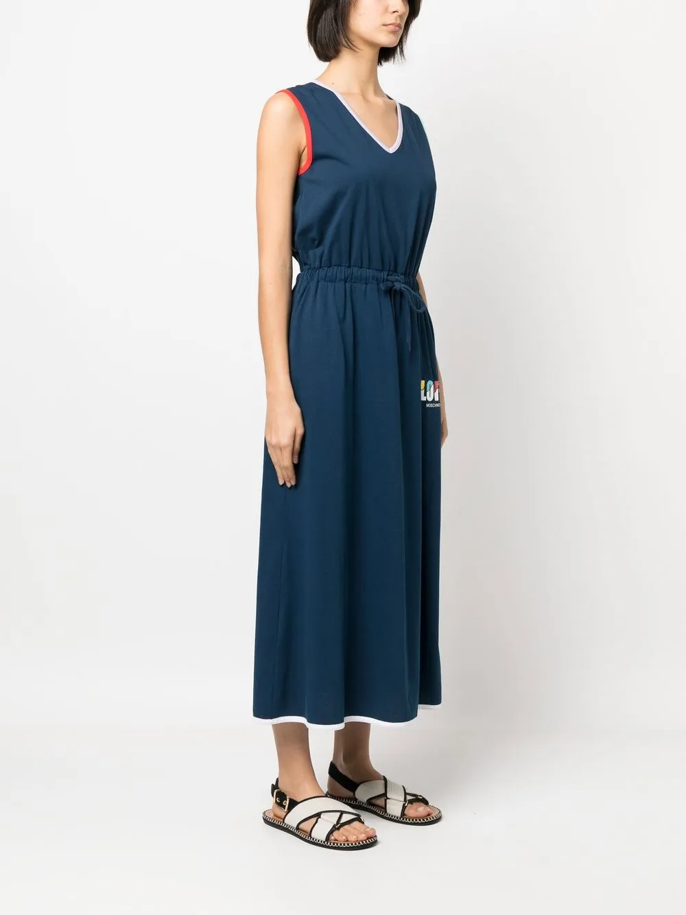 Love Moschino Logo-print Drawstring Tank Dress In Blue