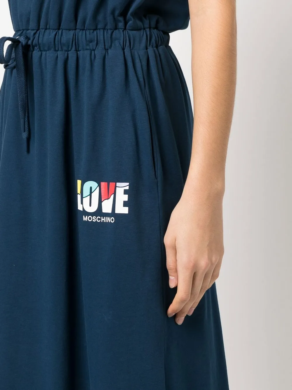 Love Moschino Logo-print Drawstring Tank Dress In Blue
