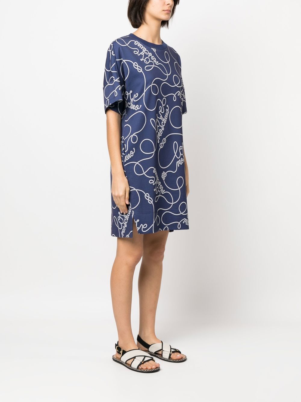 Love moschino long sleeve discount rope print shift dress