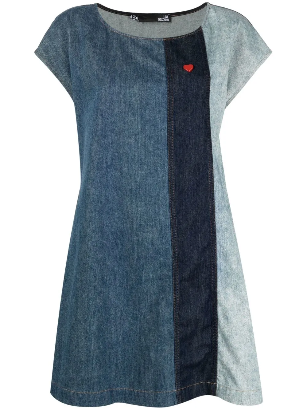 Love Moschino Stripe-panel Denim Dress In Blue