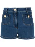 Moschino bear button denim shorts - Blue