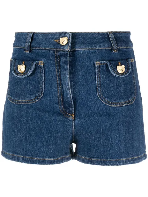 Moschino bear button denim shorts