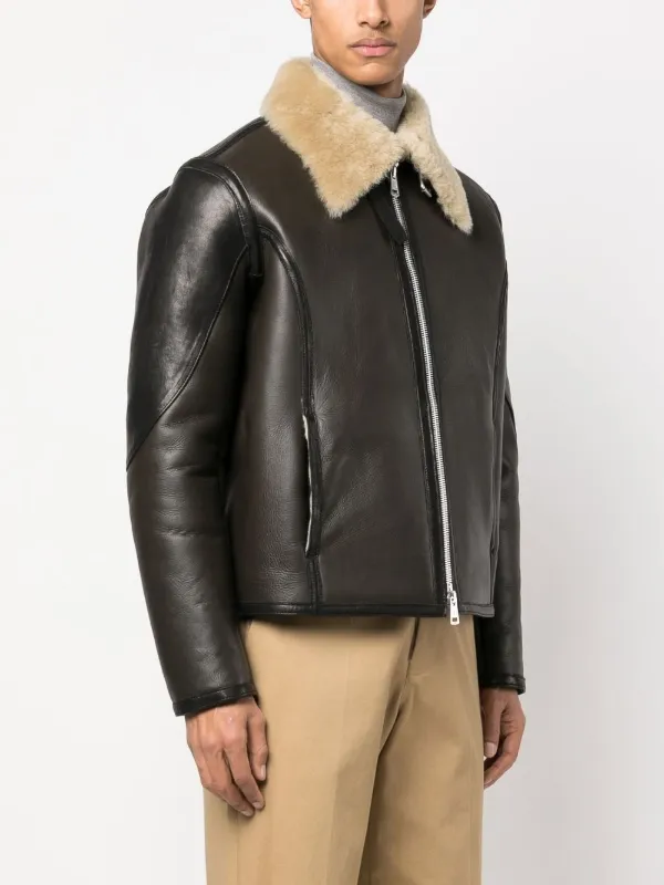 OUR LEGACY shearling-collar Leather Pilot Jacket - Farfetch