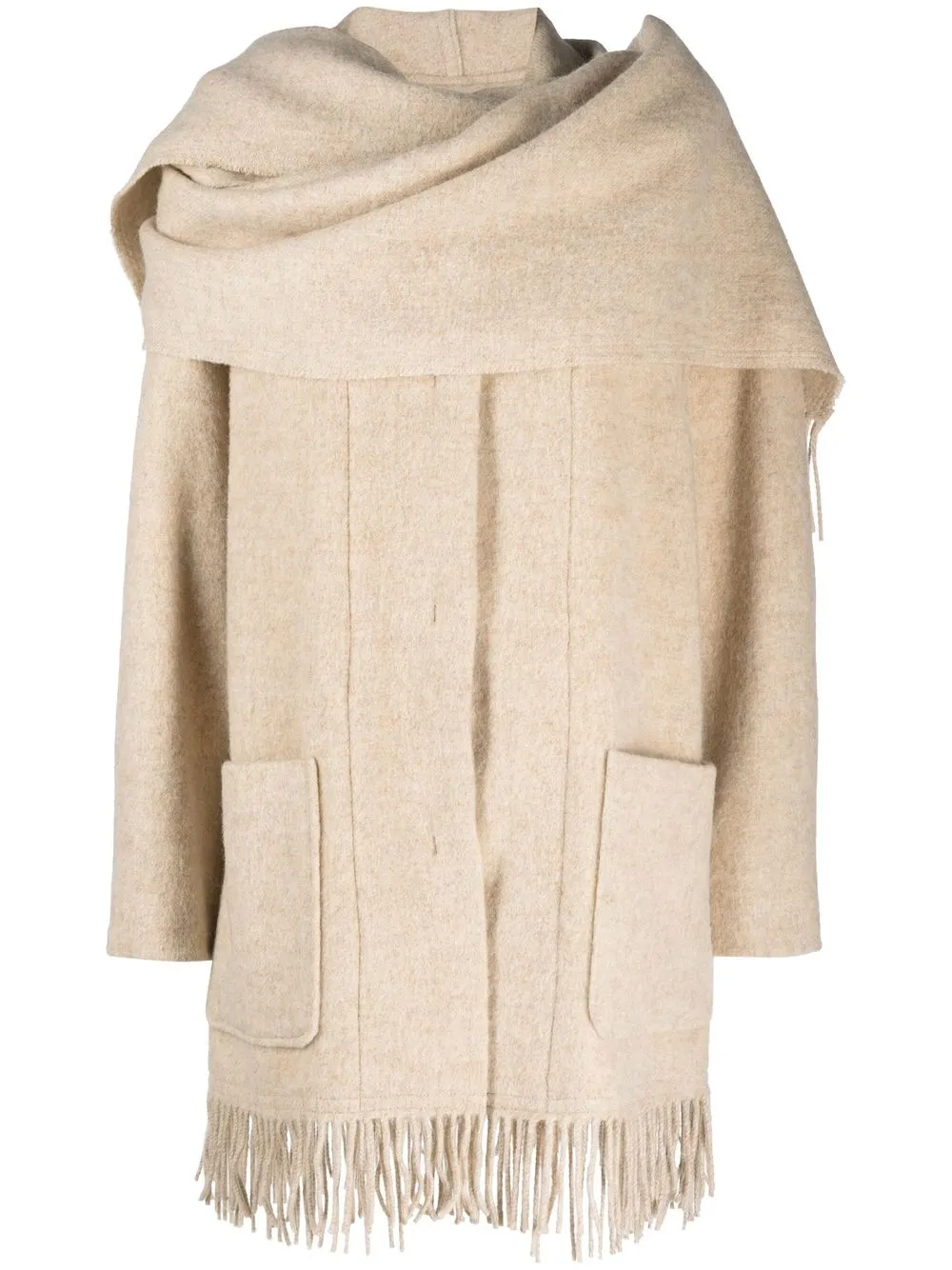 Shop Isabel Marant Étoile Faty Fringed Knitted Coat In Neutrals