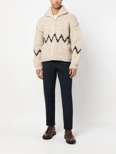 visvim Cowichan zip-up wool cardigan neutrals | MODES