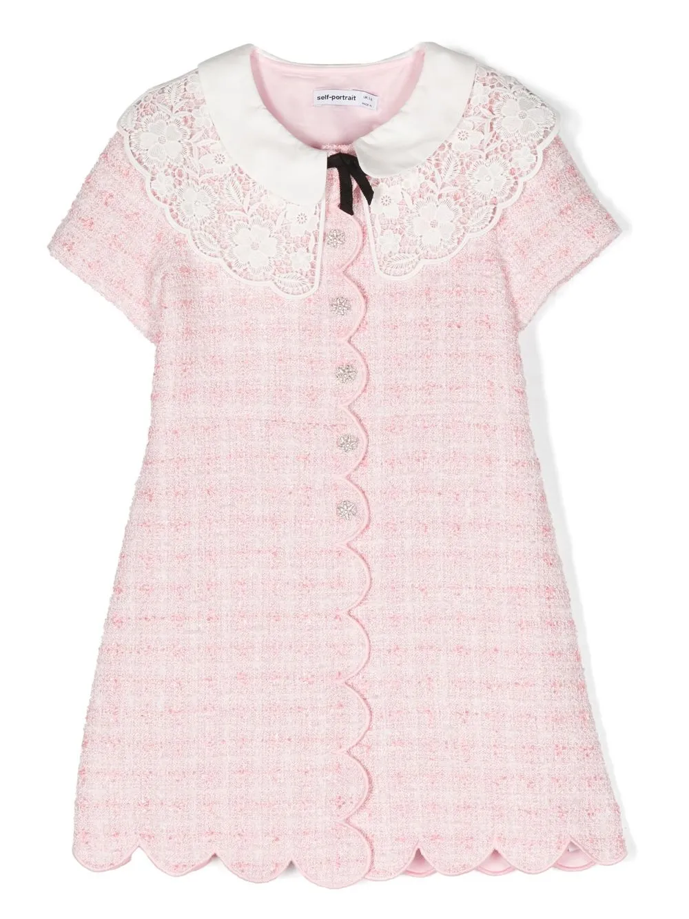 Self-portrait Kids' Pink Dress For Girl With Silver Buttons