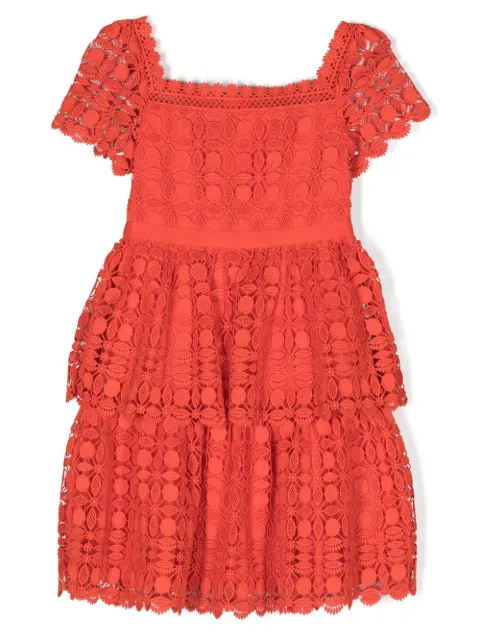 Self-Portrait Kids short-sleeve tiered dress 