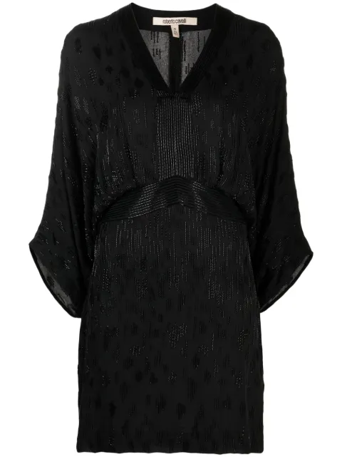 Roberto Cavalli bead-embellished short silk dress